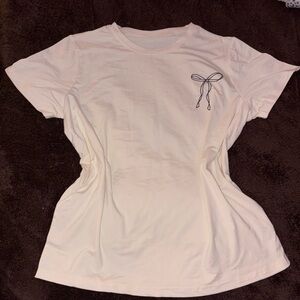 Cream Faith Over Fear t-shirt with pink accents